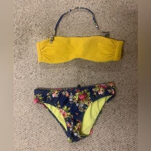 Violetta Moda Mare (Italian) Size 6 Small Swimsuit Yellow Floral